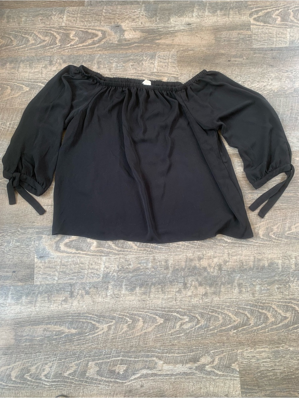 Black JCrew Elastic Off-Shoulder Tie-Sleeve Women's Top